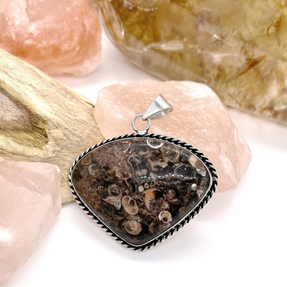 INCREDIBLE Turritella Agate Artisan Handmade Gemstone Healing Pendant Necklace